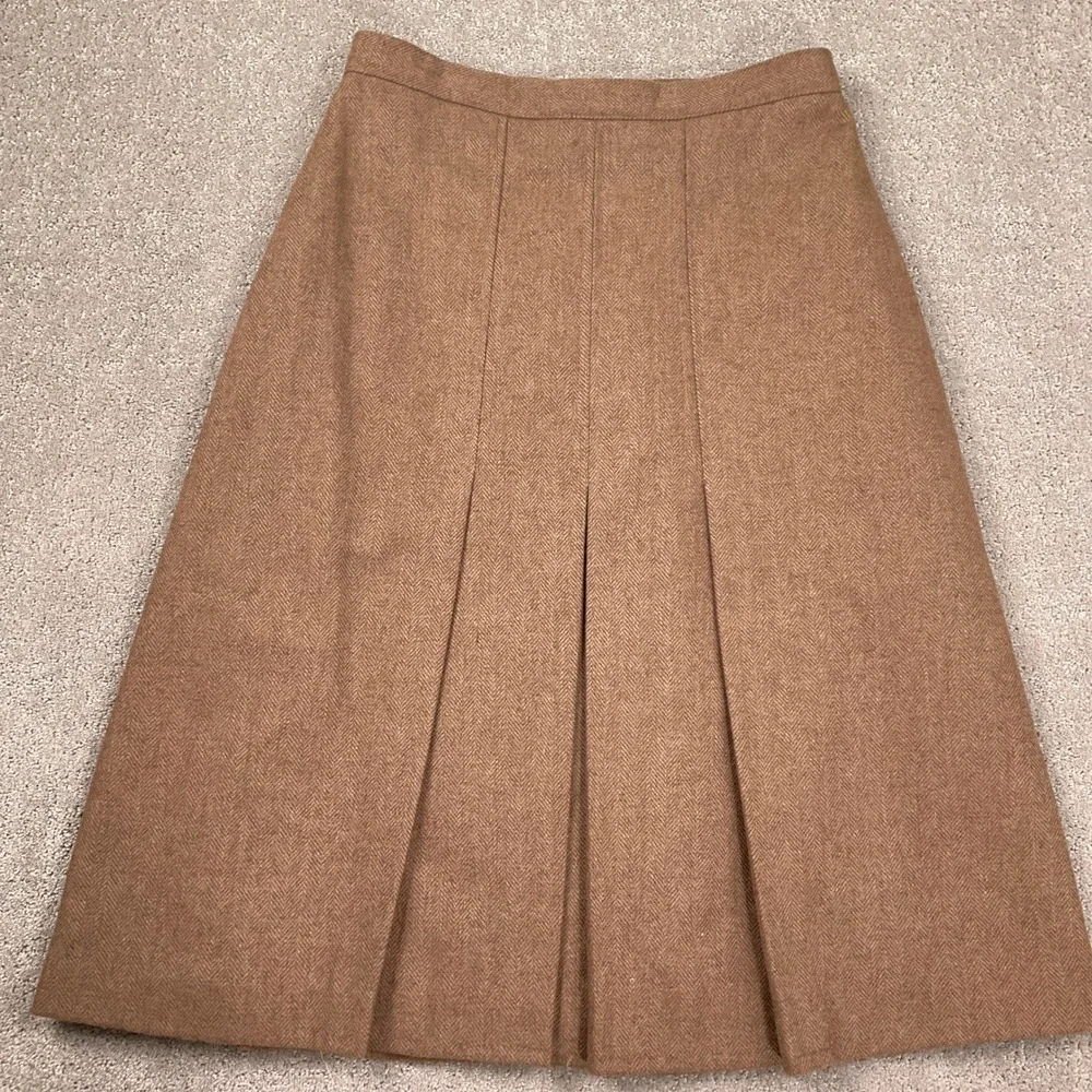 Suit Ability Skirt Set Women 14 Brown Herringbone Wool Classic‎ ALine  2pc VTG